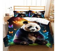 Hongduo 3D Pandas Duvet Cover Set Soft Microfiber Galaxy Bedding Sets with Zipper Quilt Cover for Teens with 2 Pillowcase (135x200, Single)