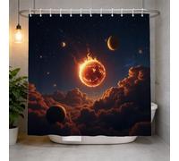 Hongduo 3D Planets Solar System Shower Curtain for Stalls Bathtubs Universe Bathroom Decor Shower Curtain Set Polyester Fabric Waterproof 200x200cm/79X79 Inch with Hooks