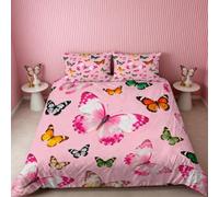 Hongduo 3D Print Cartoon Butterfly Single Duvet Set, 3D Print Reversible Duvet Cover Set Watercolor Style Quilt Cover, Soft Microfibre Bedding Sets with Zipper