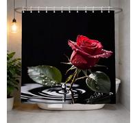 Hongduo 3D Red Rose Floral Shower Curtain for Stalls Bathtubs Romantic Love Printed Bathroom Decor Shower Curtain Set Polyester Fabric Waterproof 120x180cm/48X71 Inch with Hooks