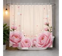 Hongduo 3D Rose Petal Shower Curtain for Stalls Bathtubs Romantic Bathroom Decor Shower Curtain Set Polyester Fabric Waterproof 120x180cm/48X71 Inch with Hooks