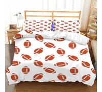 Hongduo 3D Rugby Duvet Cover Set Soft Microfiber Sports Theme Bedding Sets with Zipper Quilt Cover for Teens with 2 Pillowcase (135x200, Single)