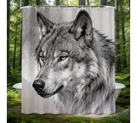 Hongduo 3D Wolf Pattern Shower Curtain for Stalls Bathtubs Art Style Bathroom Decor Shower Curtain Set Polyester Fabric Waterproof 120x180cm/48X71 Inch with Hooks
