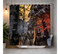 Hongduo 3D Wolf Pattern Shower Curtain for Stalls Bathtubs Wolf Pack Bathroom Decor Shower Curtain Set Polyester Fabric Waterproof 180x200cm/71X79 Inch with Hooks