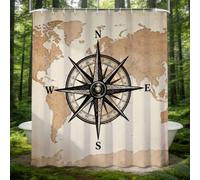 Hongduo 3D World Map Shower Curtain for Stalls Bathtubs Shabby Chic Bathroom Decor Shower Curtain Set Polyester Fabric Waterproof 180x180cm/71X71 Inch with Hooks