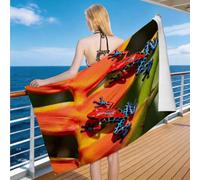 Hongduo Microfiber Quick Dry Beach Towel Poison Dart Frog, 3D Rainforest Animals Beach Towels Absorbent Fast Drying Bath Towels, Travel Camping Gym Swimming Bathroom (70x150cm)