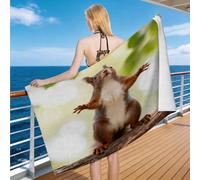 Hongduo Microfiber Quick Dry Beach Towel Red Squirrel, 3D Cute Animals Beach Towels Absorbent Fast Drying Bath Towels, Travel Camping Gym Swimming Bathroom (90x180cm)