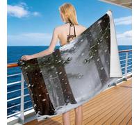 Hongduo Microfiber Quick Dry Beach Towel Snowy Forest, 3D Nature Theme Beach Towels Absorbent Fast Drying Bath Towels, Travel Camping Gym Swimming Bathroom (100x200cm)