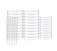 HONGECB Plastic Petri Dish, 30 Pieces Transparent Sterilized Petri Dishes, Bacterial Culture Bowl With Lid For Laboratory Culture Bacterial Yeast, Include 5 Plastic Pipette Dropper.