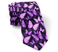 Hongfacai Men's Ties Business Necktie for Men Butterflies Purple Fashion Neck Tie Slim Skinny Tie Necktie for Men Xmas Wedding Business Formal Party (145 x 8 cm)