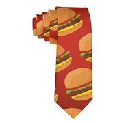 Hongfacai Men's Ties Business Necktie for Men Funny Delicious Hamburger Food Red Fashion Neck Tie Slim Skinny Tie Necktie for Men Xmas Wedding Business Formal Party (145 x 8 cm)