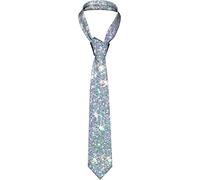 Hongfacai Men's Ties Business Necktie for Men White Bling Glitter Fashion Neck Tie Slim Skinny Tie Necktie for Men Xmas Wedding Business Formal Party (145 x 8 cm)