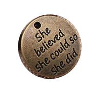 honggui1111-20pcs She Believed She Could So She Did Pendant Charms Jewelry Making Jewelry Finding 22mm (Antique Bronze)