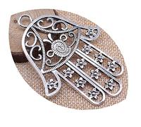 honggui1111-2pcs 85x62mm Hamsa Hand Charm with Flowers Big Flowers Hand Charms Large Hollow Flowers Lufthansa Hamsa Hand Charms