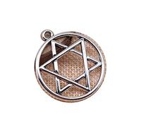honggui1111-5pcs Metal Star of David Large Round Necklace Charms Pendants for DIY HandmadeJewelry Making Findings 39x35mm
