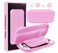 Honghao Cute Switch Case, Large Travel Carrying Protective Case Star Design for Nintendo Switch/OLED/Lite Storage Accessories, Pink