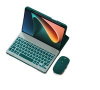 HongHeFu Accessories, Detachable Keyboard with Round Keys, Flip Leather Protective Case compatible with Xiaomi Pad 6/6Pro(Mint Green+Backlit KB+Mouse)