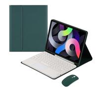 HongHeFu Accessories, Round Keycap Keyboard Pen Slot TPU Leather Case Suitable for Samsung Galaxy Tab S11 X730/X736B 2025(Dark green+touch keyboard2+mouse)