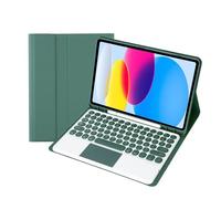 HongHeFu Accessories, Round Keycap Keyboard Tablet Protective Cover Suitable for Samsung Galaxy Tab S10 FE/S9FE/S9/S8/S7-11 inch(Dark Green+touch keyboard)