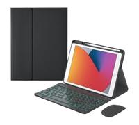 HongHeFu Accessories, Silicone+Leather Protective Case with Pen Slot, Detachable Keyboard Suitable for Honor V8 pro-12.1 inch(Black+backlit KB+mouse)