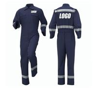 Honghuang Custom Logo Spring Autumn Work Coveralls Personalized Men Women Workshop Factory Uniforms Mechanic Clothes Repairman Workwear with Reflective Strip Color3,L