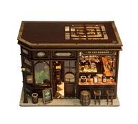 Honghuang Decorative Book Nook with LED Light, Miniature Corner Tavern Bookshelf Insert, Wooden Display Model for Home Office Desk Decor, Unique Gift for Book Lovers Color1