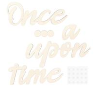 HonGien 1 Set of Once Upon a Time Wood Sign Wall Decor Wooden Decoration Signage for Reading Corner Kids Room Family Bookshelf Home Décor Birthday Present DIY Decoration