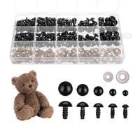 HonGien 240Pcs Safety Eyes with Washers Assorted Size 6-14mm Plastic Safety Eyes Black Plastic Crochet Safety Eyes for Teddy Bear Puppet Toy DIY Doll Crafts Crochet Crafts