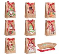 HonGien 24Pcs Christmas Party Gift Boxes 2025 Christmas Bags Packaging Box Advent Calendar Boxes Resuable Hanging Gift Boxes for Kids Adult Girls Teen Xmas Holiday Decor (Bag)