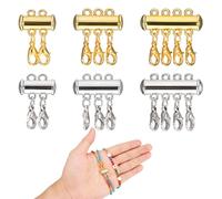 HonGien 6 Pieces Necklace Layering Clasps Magnetic Absorption Superimposed Necklace Buckle Double Chain Triple Chain and Fourth Separator for Multi-Strand Layering (Gold&Silver)