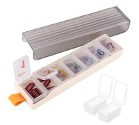 HonGien 7 Days Pill Organizer Portable Easy to Open Weekly Pill Box Organizer Travel Pill Case with Sealed Moisture-Proof Design with Removable Mini Pill Boxes for Vitamins & Supplements