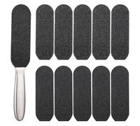 HonGien Pedicure Foot File and Callus Remover for Hard Skin 1 Pcs Stainless Steel Handle and 10 Pcs Foot File Coarse Fine Grit Pads, Foot Rasp for Hard Skin for Home Pedicure