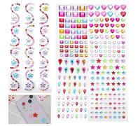 HonGien Self-Adhesive Rhinestone Stickers Gem Stickers Craft Jewels and Gems Sticker Assorted Shaped Crystal Gem Stickers for DIY Scrapbooking Nail Body Makeup