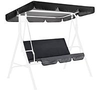 Hongjingda 3-Seater Swing Cushion with Sun Canopy Seat Waterproof Patio Swing Dustproof for Hollywood Swing PE Fabric for Garden Furniture