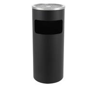 HongKKon Litter Bin,Black Bin,Stainless Steel Floor Standing Waste Bin,Can Hold About 3.3gal,Suitable for Indoor&Outdoor Places Such As Terraces,Offices