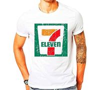 HONGLAIJIZHUA 7 Eleven Logo Men's White Cotton T Shirt Seven 11 Men's White T-Shirt White L
