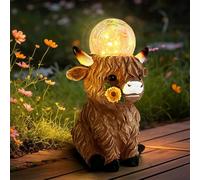 HONGLAND Highland Cow Solar Outdoor Statues for Garden, Outside Decor with Color Changing Lights for Yard Lawn Ornaments Porch Patio Balcony Home Farmhouse, Birthday Gifts for Grandma Mom Women