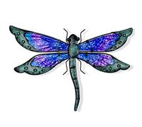 HONGLAND Metal Dragonfly Decor, Dragonfly Outdoor Wall Decor, Metal Wall Art, Dragonfly Ornaments Wall Sculptures Gifts Hanging Decorations for Garden Yard Home-Blue 14 Inch Dragonfly Wall Art