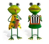 HONGLAND Metal Garden Frogs 3D Metal Frog Statue with Saxophone - Outdoor Garden Decor, Funny Frog Sculpture Housewarming (Metal Art)