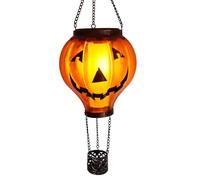 Hongland Outdoor Decorations Hot Air Balloon Solar Lantern with Flickering Flame, Hanging Outdoor Lanterns with Pumpkin Jack-O-Lantern Waterproof Decor for Garden, Patio, Halloween Party(Pumpkin)