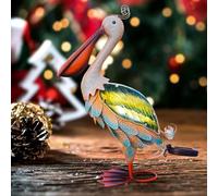 HONGLAND Solar Metal Pelican Statues Garden Sculpture & Statues, Glass Outdoor Pelican Yard Art Coastal Ocean Bird Decor Lawn Ornament for Backyard Porch Patio Decor（19 Inch）