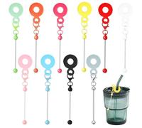 hongliang 10 Pcs DIY Beadable Cup Charms,Straw Charms for Tumblers,Cup Accessories,Blank Bar Adapters for Beaded Straw Toppers,Water Bottle Charm Jewelry Making