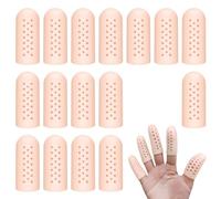 Hongliang 16Pcs Gel Finger Cots with Air Holes,Breathable Protectors for Finger Tips - Ideal for Wound, Cracking,Writing & Housework,Multi - Scene Hand Care