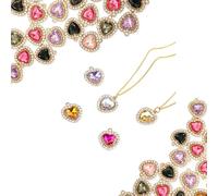 hongliang 40Pcs Heart Rhinestones And Gems For Bedazzling - Metal Flatback Rhinestone Charms For Jewelry Making Supplies DIY Crafts - Heart Charms Embellishments For Costume Dress Wedding Decor
