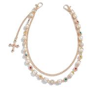 hongliang Layered Gold Silver Wallet Chains with Rhinestone Flower Pearl,Unisex Jean Pocket Chains for Men & Women,Fashion Punk Accessories for Bags,Wallets,Pants