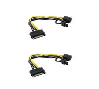 HONGLINSONG 2 Pack SATA to 8 Pin PCIe GPU Power Cable, 15 Pin SATA to 6+2 Pin PCI Express Graphics Card Power Adapter, 20cm Reverse Power Splitter Cable for Video Card & GPU Power Supply (BLACK)