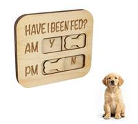 HONGLINSONG Wooden Dog Feeding Reminder, 4.54in×3.95in Magnetic Have I Been Fed Pet Feeding Tracker with AM/PM Daily Indication Chart for Pets Cats Puppy