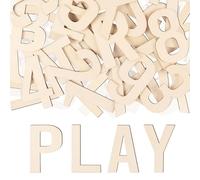 Hongma 6 Inch Wooden Letters & Numbers 72 Pcs - Unfinished Craft Wood for DIY Projects, Wall Decor, Educational Learning