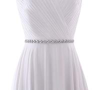 HONGMEI Rhinestone Thin Bridal Belt Wedding Dress Belt Handmade Sash for Bride and Bridesmaid - White - One Size