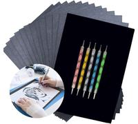 Hongmeru 100 Sheets Black Carbon Paper for Tracing & Transfer -A4 Carbon Copy Paper with 5 Embossing Styluses for Fabric/Wood/Paper/Slate/Glass - Multipurpose Transfer Paper for Dressmakers, Crafters